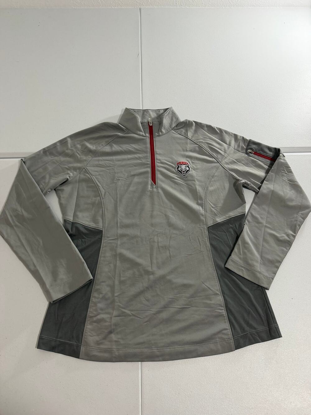 Cutter & Buck New Mexico Lobos 1/4 Zip Pullover Womens XL Gray DryTec NCAA Golf